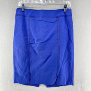 White House Black Market Skirt Women's Sz 6 Blue Knee Length Pencil Perfect Form